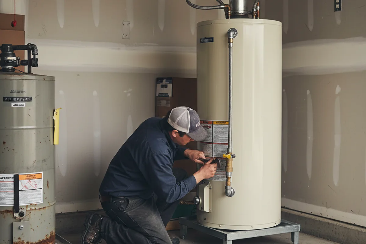 Water heater and shutoff valve replacement in Baden