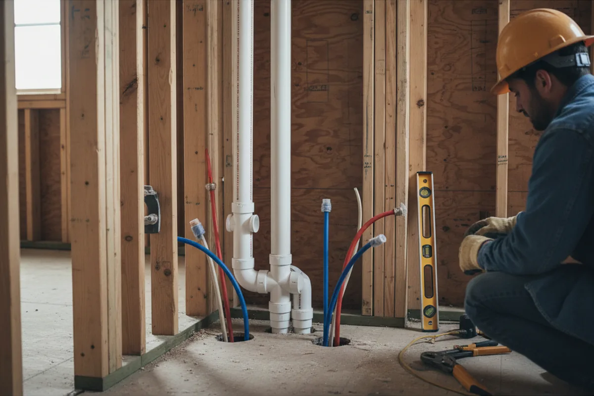 Drain and supply rough-in during Leak Detection in Baden